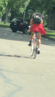 On my way to class... saw this freak on her way... she was begging to be seen in that red skirt... only snagged a peak for r/.