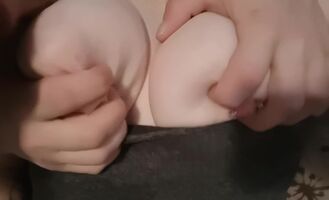 Squeeze, lick & nibble at my big soft pale tits with him?