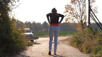 Lexi Dona Pulls Down Her Jeans To Pee As Cars Pass By