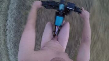 POV Riding completely naked on my bike in public nature.