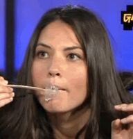 Olivia Munn being a slut again and practicing for her next sloppy mouthfuck