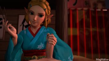 Princess Zelda using chopsticks
