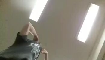 College Teen Jerks Off In The Dorm Lobby
