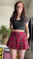 this schoolgirl skirt barely fits over my ass