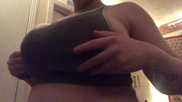 playing with my big tits before bed