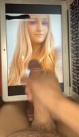 Covering the blondes beautiful face