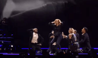 Jessica Chastain dancing and spanking Madonna onstage