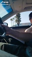 Showing off her tits on the road tiktok couple