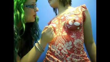 Body painted boobs and a top with holes cut into it - in a public store